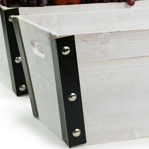 Rect Wooden Crate White Wash with Black Medium