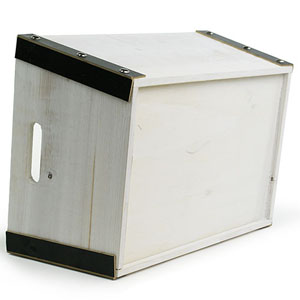Large Rect Wooden Crate White Wash with Black