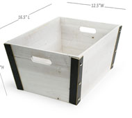 Large Rect Wooden Crate White Wash with Black