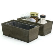 Wood Rectangle Tray Sm Stained