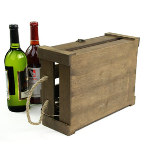 WOOD Crate Wine Bottle Holder - Stained