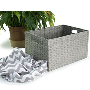 Large Woven Synthetic Rectangle Storage Bin