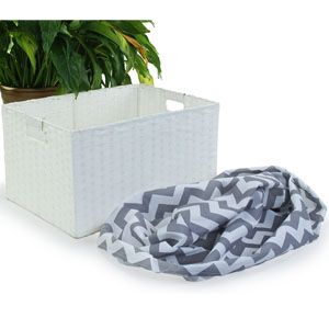 Large Woven Synthetic Rectangle Storage Bin