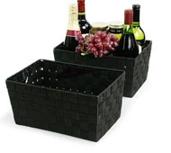 Woven Strap  Basket Rectangle  -Single Medium  Black