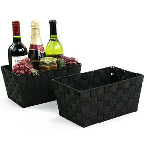 Woven Strap  Basket Rectangle  -Single  Black - Small