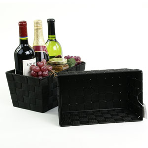 Woven Strap  Basket Rectangle  -Single  Black - Small