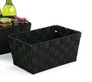 Woven Strap  Basket Rectangle  -Single  Black - Small
