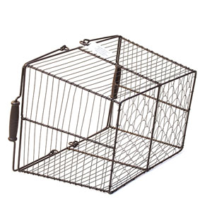 Wire Rectangular Shop Basket Brown with Folding Handle