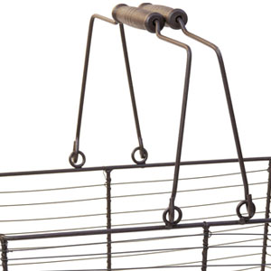 Wire Rectangular Shop Basket Brown with Folding Handle