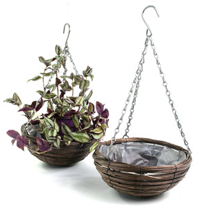 Woodchip Strip Hanging Basket - Stained