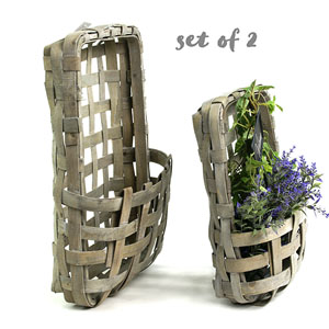 Woodchip Wall Basket Decor Grey Wash s/2