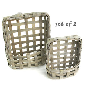 Woodchip Wall Basket Decor Grey Wash s/2