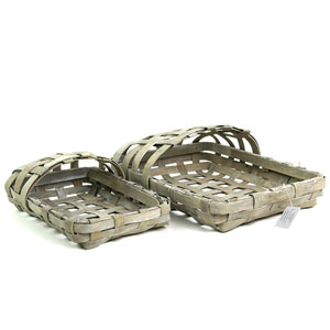 Woodchip Wall Basket Decor Grey Wash s/2