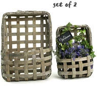 Woodchip Wall Basket Decor Grey Wash s/2