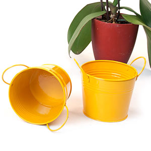 5"  Tin Pot Golden Rod Yellow