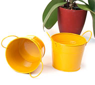 5"  Tin Pot Golden Rod Yellow