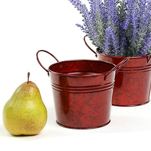 5"  Tin Pot Translucent Red