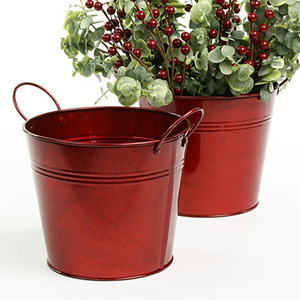 6.5" Tin Pot Translucent Red