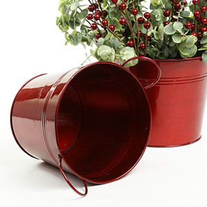 6.5" Tin Pot Translucent Red