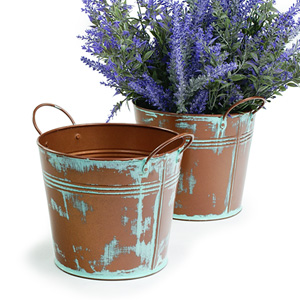 6.5" Tin Pot Copper Verdigris