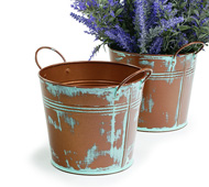 6.5" Tin Pot Copper Verdigris