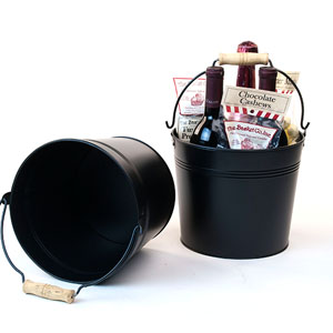 8.5" Pail Black with Wood Hndl