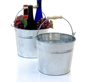 8.5" Galvanized Pail with Wood