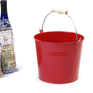 8.5" Metal Pail  Red - DISTRESSED