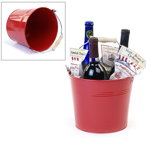 8.5" Metal Pail  Red - DISTRESSED