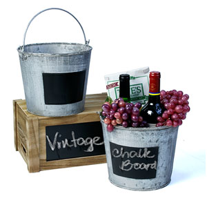 8.5" Metal Pail Vintage with chalkboard