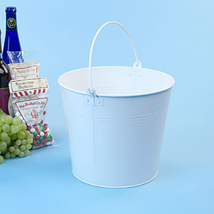 10"  Metal Pail Painted White