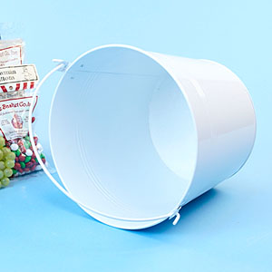 10"  Metal Pail Painted White