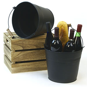 10"  Pail black with Wood Handle