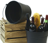 10"  Pail black with Wood Handle
