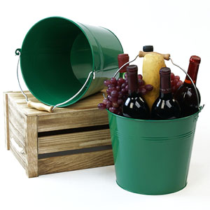 10"  Pail Green with Wood Handle