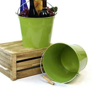10"  Pail Lime Green with Wood Handle