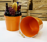 10"  Pail Orange with Wood Handle