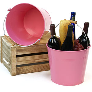 10"  Pail Pink with Wood Handle