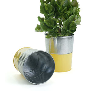 6" Galvanized Bucket Tall Ribbed/Yellow base