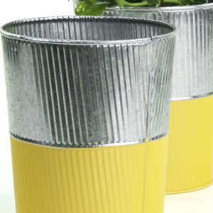 6" Galvanized Bucket Tall Ribbed/Yellow base