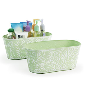 12" Tin Oval Tub Sage Green