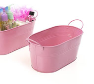 12" Oval Light Pink Tin Tub