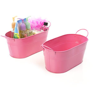 12" Oval Tin Tub Pink