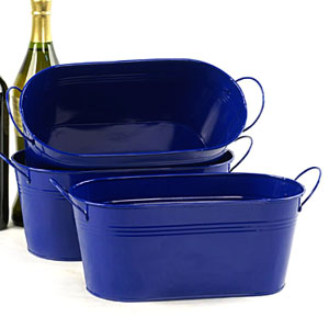 12" Oval Tin Tub Royal BLue