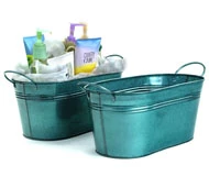 12" Oval Tin Translucent Teal Tub