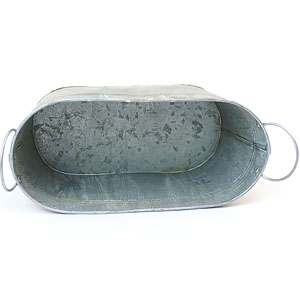 12" Tin Oval Tub Vintage Finish