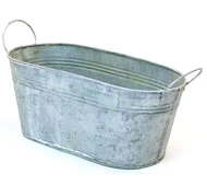 12" Tin Oval Tub Vintage Finish