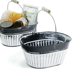 Ribbed Tin Oval Shop  Vintage Black/White 