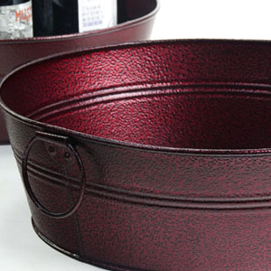 12" Galvanized Round Tub Burgundy