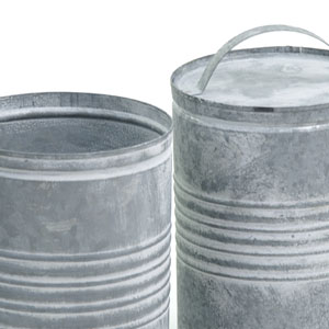 4" Tin Cylinder White Wash with Lid